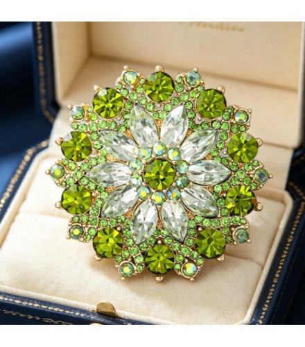 XSB262 - High-End Green Crystal Sunflower Brooch